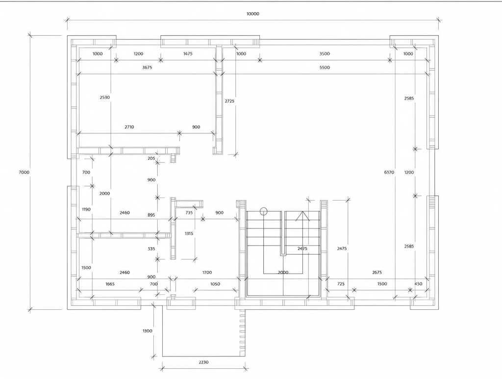 Rysunek techniczny domu — rzut z wymiarami